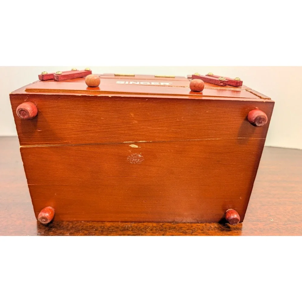 Vintage Singer Sewing Box Accordion Fold Out Wooden Sewing Carry Caddy Organizer